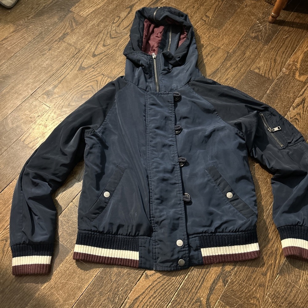 Tommy Hilfiger Bomber Navy Blue Burgundy Womens Sise XS‎ Cute!!